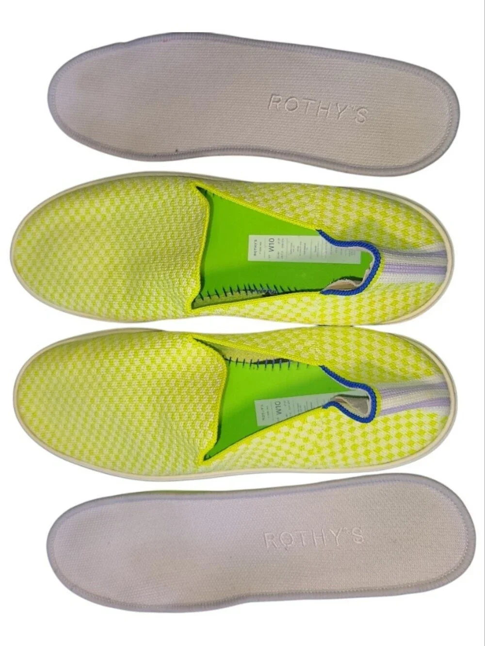 Rothy's Slip On Sneakers In Citron Honeycomb Checker Pattern W Size 10